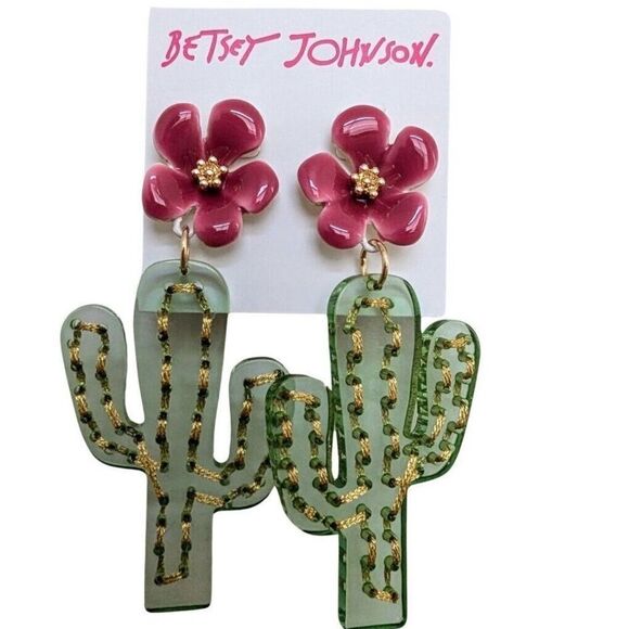 🌵 Betsey Johnson unique style flower & cactus earrings 🌵 - Picture 1 of 5